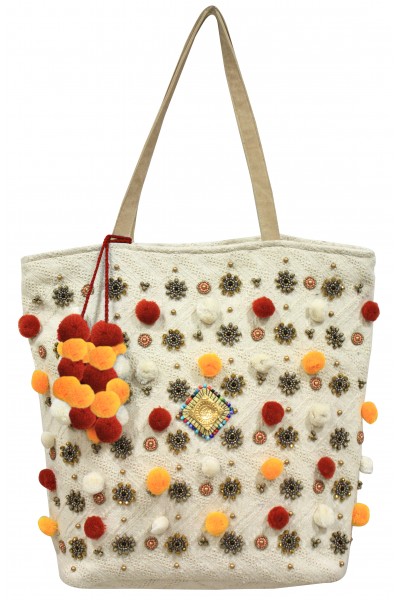 Multi-color Pompom Bag